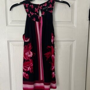 INC International Concepts Black and Pink Floral sleeveless top
